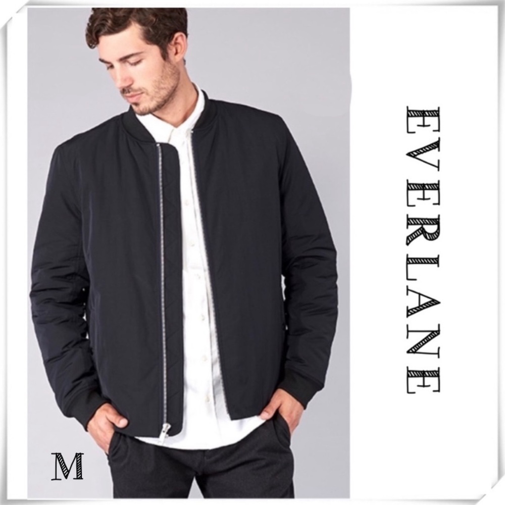 EVERLANE Filled Zip up Bomber Jacket in Black Size M NWOT